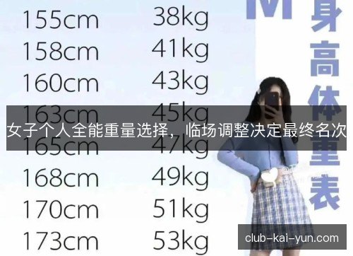 女子个人全能重量选择，临场调整决定最终名次